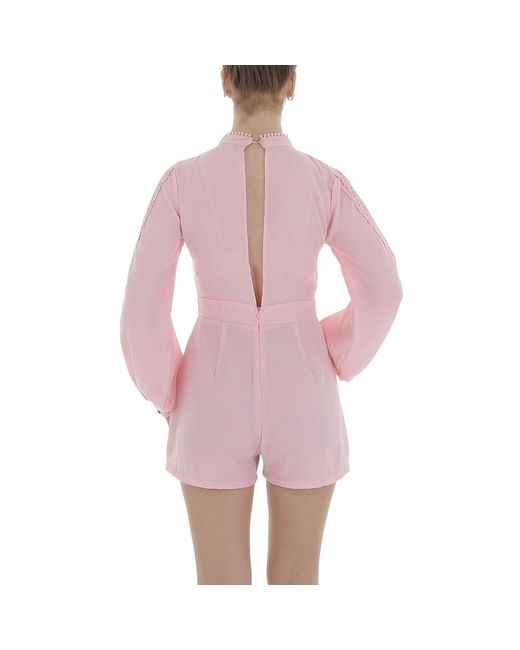 Ital-Design Pink Party & Clubwear Hotpants (86365245) Glänzend Kurzer Jumpsuit in Rosa