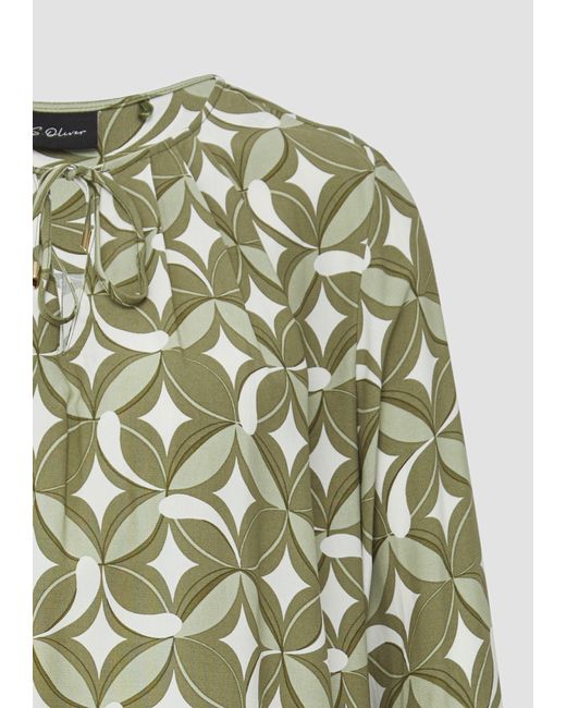 S.oliver Green Langarmbluse Tunikabluse aus Viskose mit Faltendetails