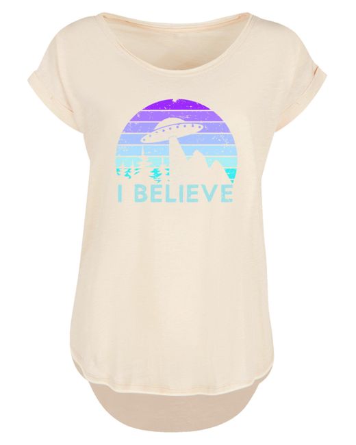 F4NT4STIC White Shirt I BELIEVE UFO Alien Raumschiff Retro Premium Qualität