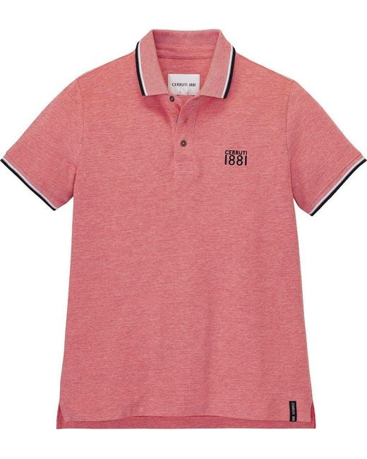 Cerruti 1881 Poloshirt aus hochwertigem Baumwoll-Piqué in Melé-Optik in Pink für Herren
