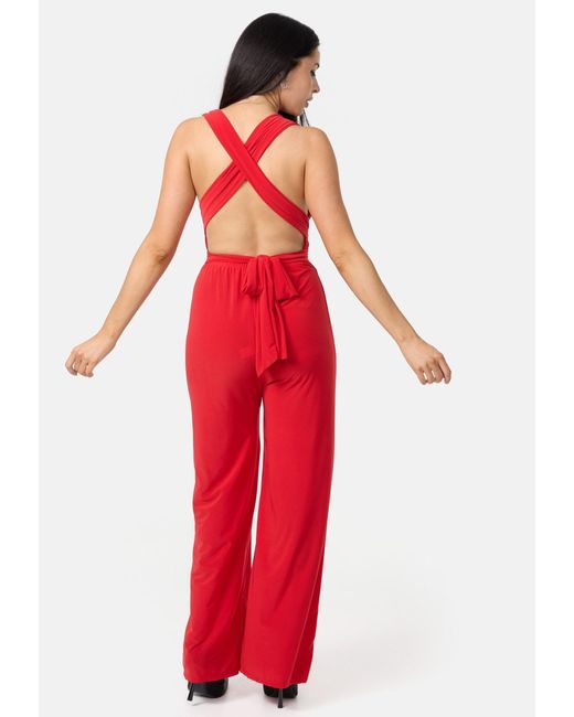 Worldclassca Red Backless Overall mit Gürtel Ärmellos Sommer Neu Casual