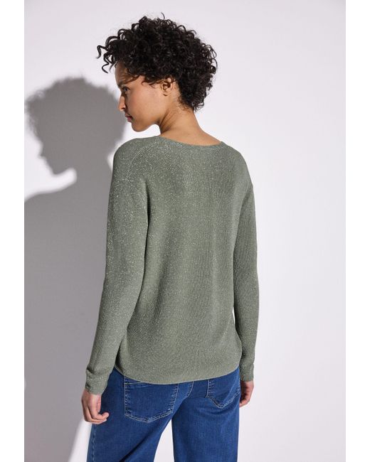 Street One Green Strickpullover mit metallisierten Fasern