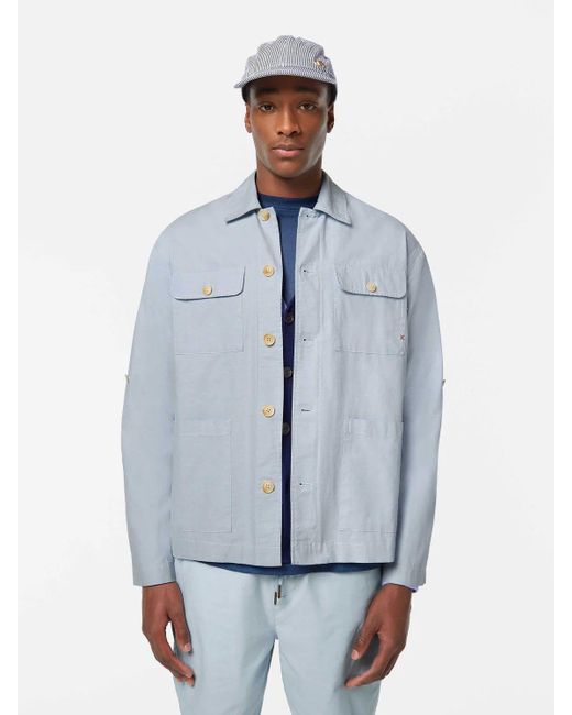 Scotch & Soda Hemdjacke Relaxed cotton-linen shirt jacket in Blue für Herren