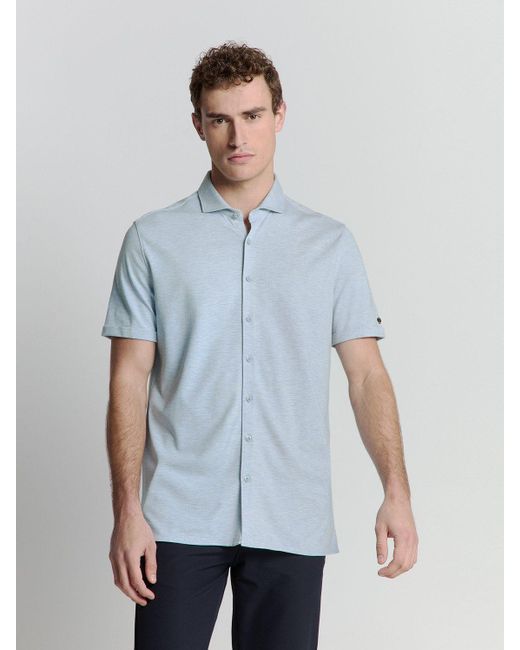 No Excess Langarmhemd Jersey-Hemd in Blue für Herren