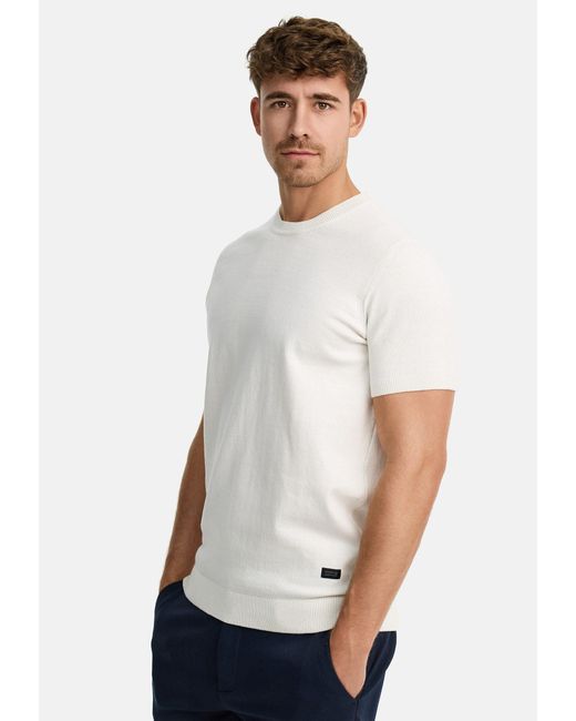 INDICODE INVasko Klassisches Feinstrick-T-Shirt mit Rippstricksaum in White für Herren