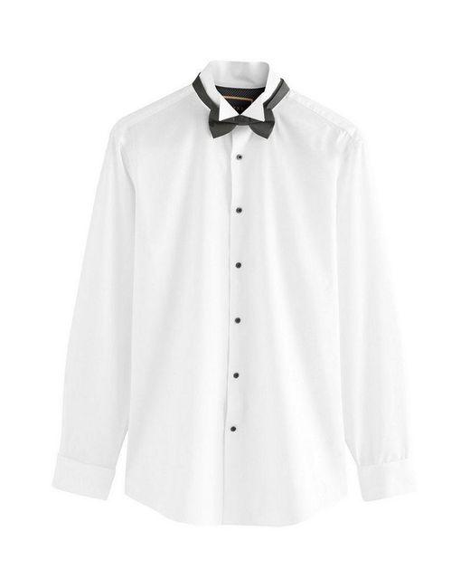 Next Langarmhemd Set: Slim Fit Hemd Mit Doppelmanschette & Krawatte (2-Tlg) in White für Herren