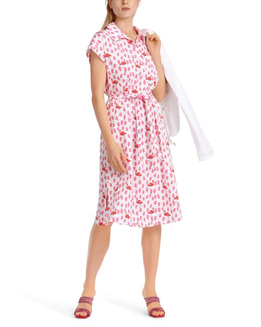Marc Cain Pink "Collection Summer Flash" Premium mode Polokleid mit Flamingoprint