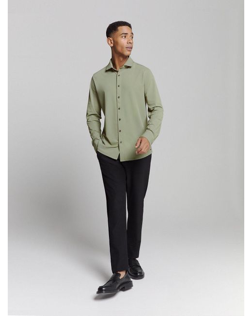 No Excess Langarmhemd Jersey-reisehemd in Green für Herren