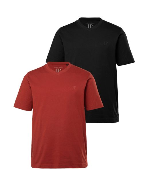 JP1880 Shirt T-Shirts Basic 2er-Pack V-Ausschnitt Halbarm (2-tlg) in Red für Herren