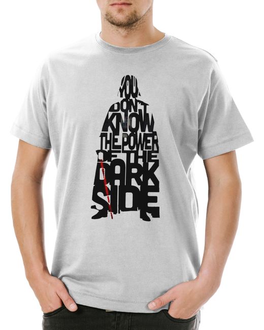 Urban Backwoods Print- Power Of The Dark Side T-Shirt Star Sci-Fi Vader Dunkle in Gray für Herren