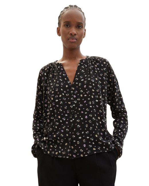 Tom Tailor Black Blusentop tunic blouse with buttons