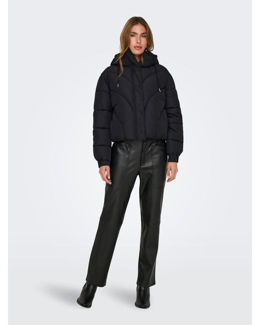 Jacqueline De Yong Black Jacke Winterjacke mit Kapuze Reißverschluss Gefüttert JDYNEWDESTINY SHORT PUFFA OTW NOOS