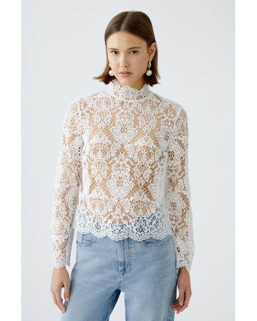 Ouí White Langarmbluse Bluse