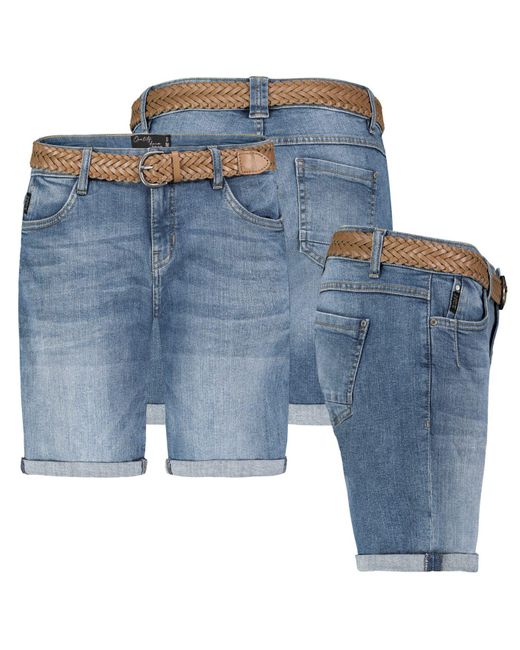 Sublevel Blue Bermudas Jeans Bermuda Kurze Hose Shorts Short Stretch Denim