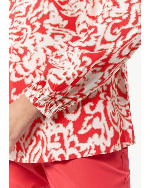 Comma, Red Langarmbluse Bluse mit plissiertem Ausschnitt