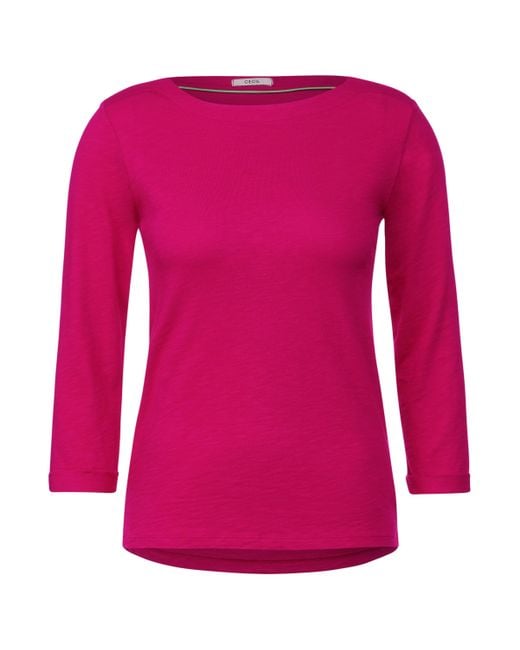 Cecil Rundhalsshirt in Unifarbe Pink | in Lyst DE