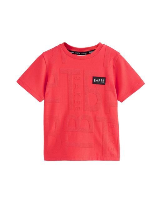Baker by Ted Baker By Ted Baker Strukturiertes T-Shirt (1-tlg) in Red für Herren