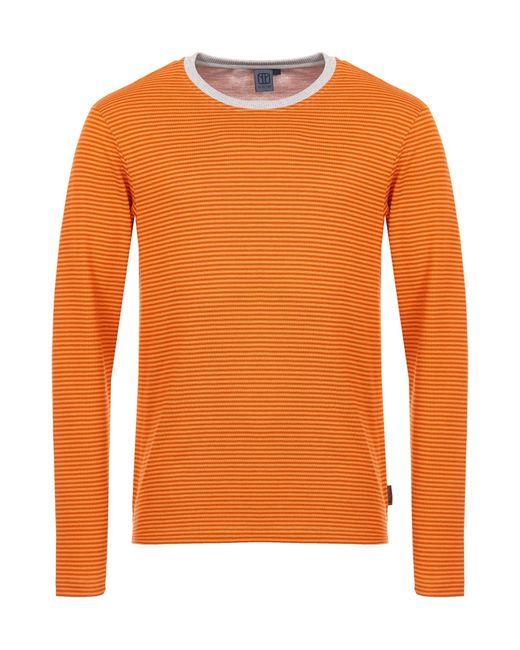 Elkline Sweatshirt Freejazz Langarm Rundhals Streifen gerader Schnitt in Orange für Herren