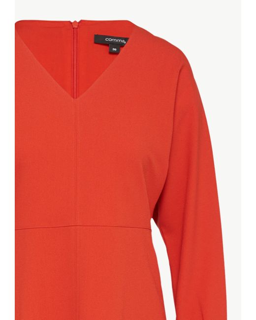 Comma, Red Maxikleid Fließendes Crepe-Kleid mit Fledermausarm