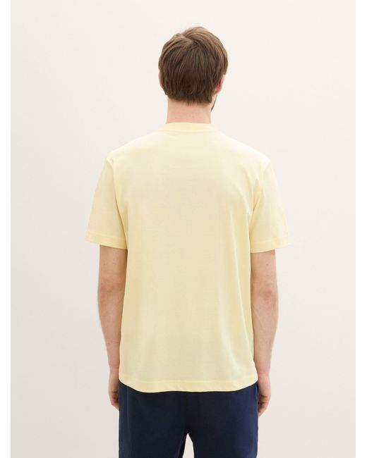 Tom Tailor Serafino T-Shirt mit Print in Natural für Herren