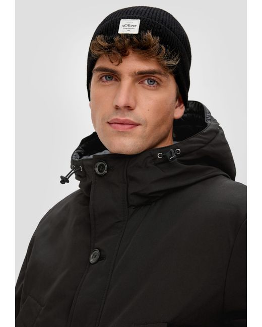 S.oliver Allwetterjacke Jacke mit fixierter Kapuze Durchzugkordel in Black für Herren