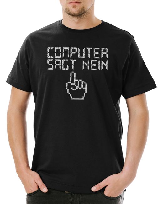 Urban Backwoods Print- Computer Sagt Nein T-Shirt Programmierer Informatiker Nerd in Black für Herren