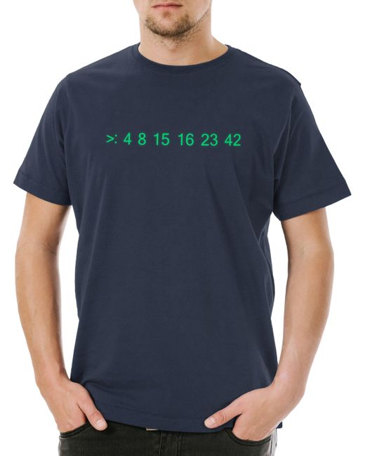 Urban Backwoods Print- Lost Code T-Shirt number Numbers Nummer 4 8 15 16 23 42 Lotto in Blue für Herren