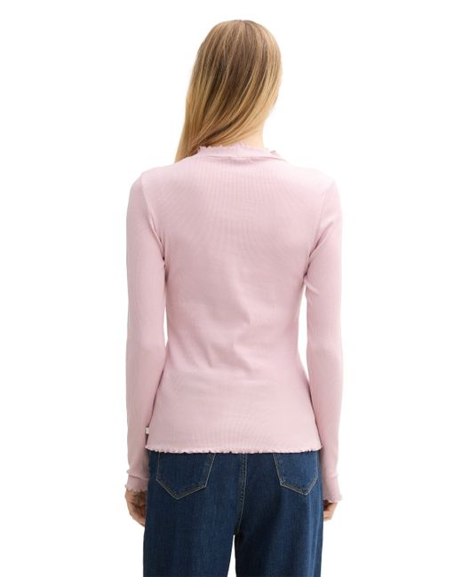 Tom Tailor Pink Langarmshirt mit gewelltem Saum