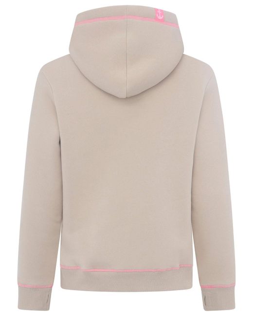 Zwillingsherz Gray Hoodie "Glücklich am Strand" mit maritimer Stickerei, Kängurutaschen