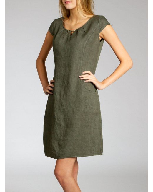 Caspar Green Sommerkleid SKL020 knielanges Sommer Leinenkleid