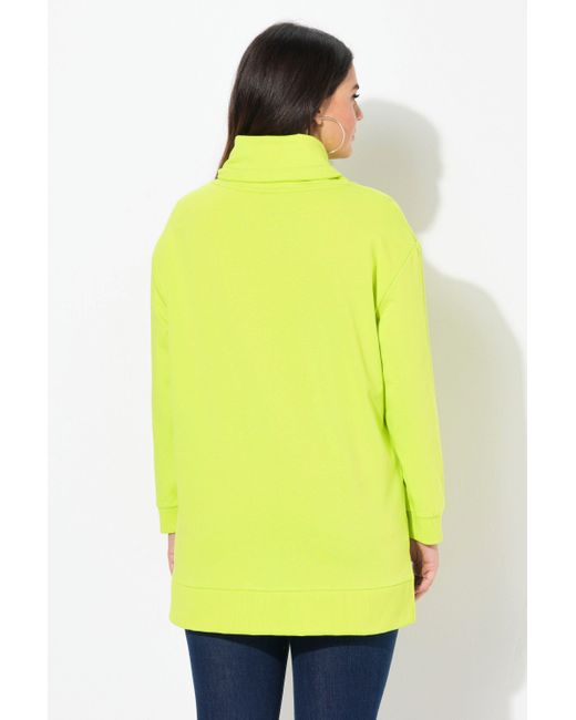 Ulla Popken Yellow Sweatshirt 3D-Prägung Oversized Stehkragen Langarm