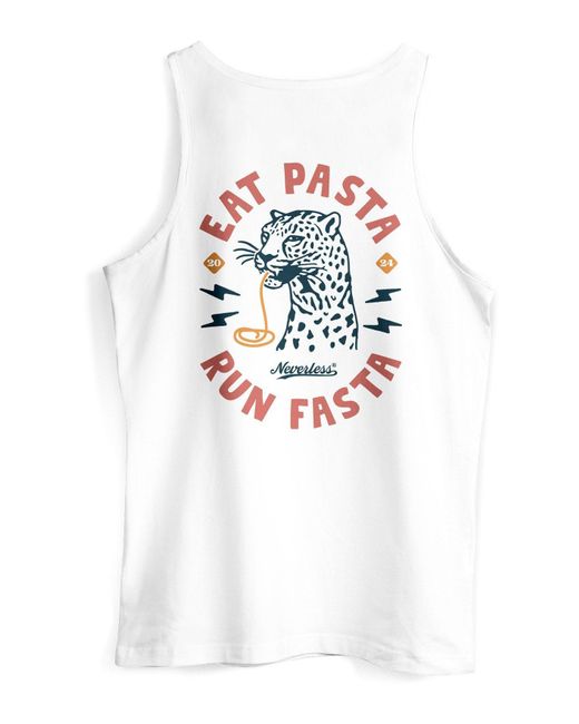 Neverless Tanktop Tank-Top Aufdruck Schrift Eat Pasta Brustprint Retro Fashion mit Print in White für Herren