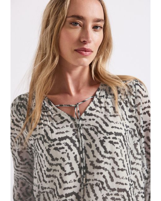 Street One Gray Chiffonbluse mit All-Over Print