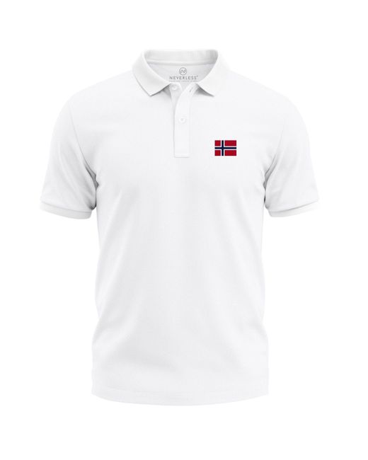 Neverless Poloshirt Aufdruck– Kurzarm Polo Sommer Casual Look mit Print in White für Herren