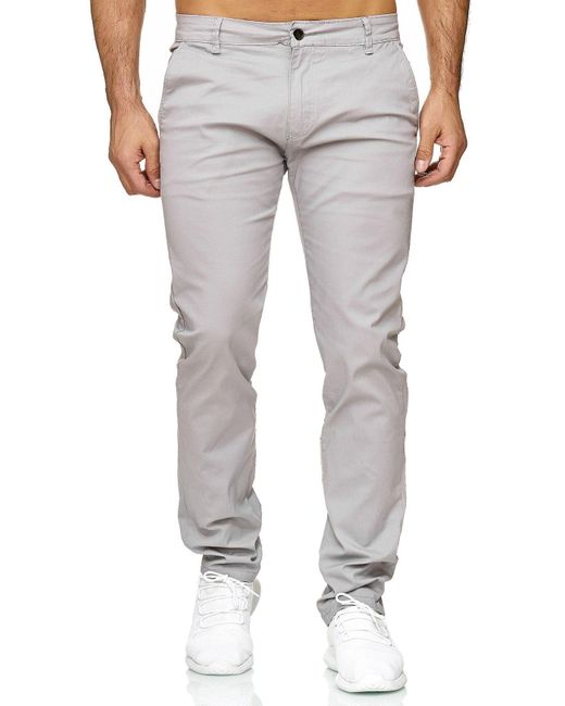 Egomaxx Chinohose Stretch Basic Denim Design Fredy & Roy (1-tlg) CLIFF in Gray für Herren