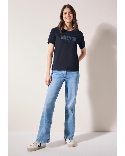 Cecil Blue T-Shirt aus reiner Baumwolle