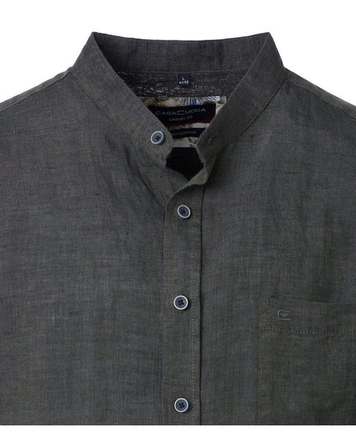 CASA MODA Leinenhemd 454403400 mit Stehbundkragen 100% Leinen in Gray für Herren