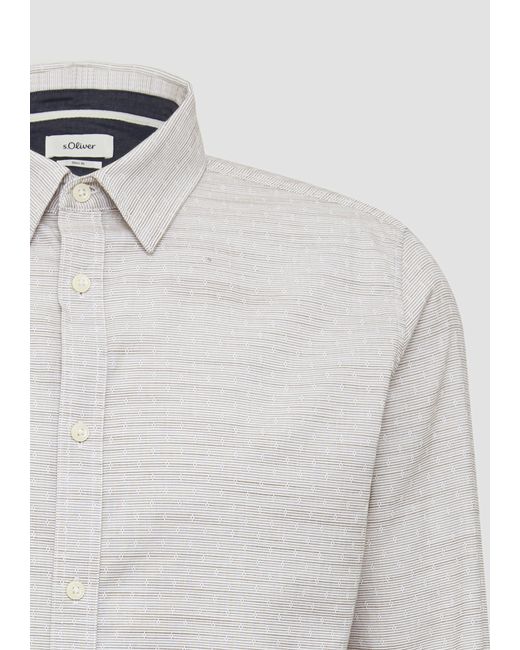 S.oliver Langarmhemd Slim Fit: Strukturiertes Hemd mit Kentkragen Waschung in White für Herren