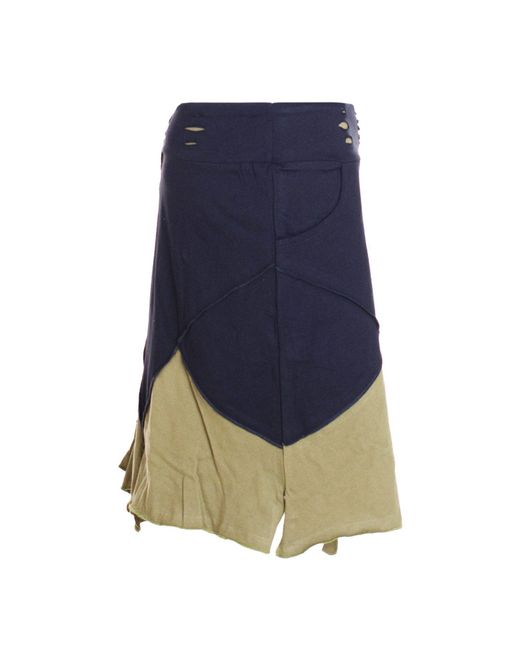 Vishes Blue Minirock Baumwolle Patchwork Design breiter Bund