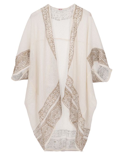 Guru-Shop White Langjacke Offener Boho Cardigan