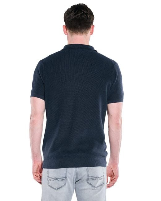 Engbers Strickpullover Polo-Shirt strukturiert in Blue für Herren