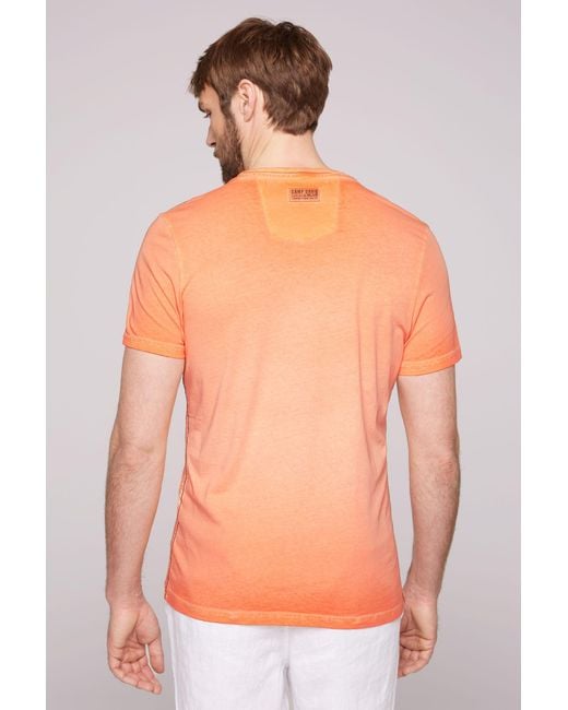 Camp David T-Shirt mit auffälligen Front-Schriftzügen in Orange für Herren