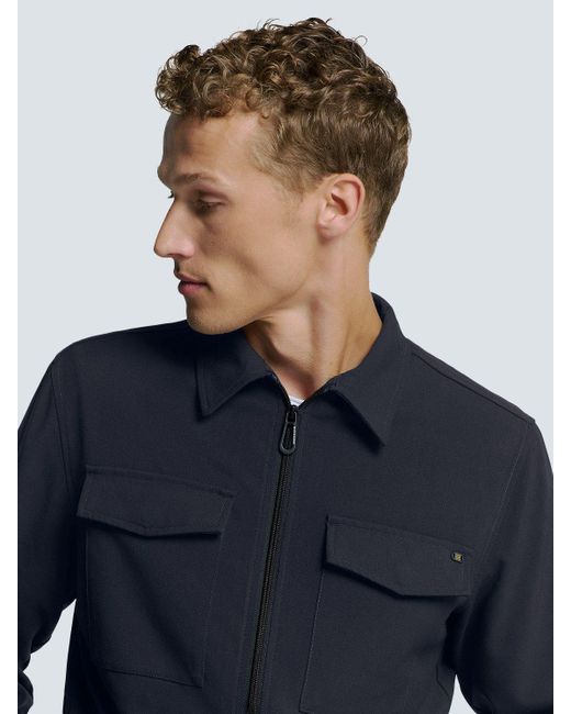 No Excess Langarmhemd Stretch Overshirt mit Reißverschluss in Blue für Herren