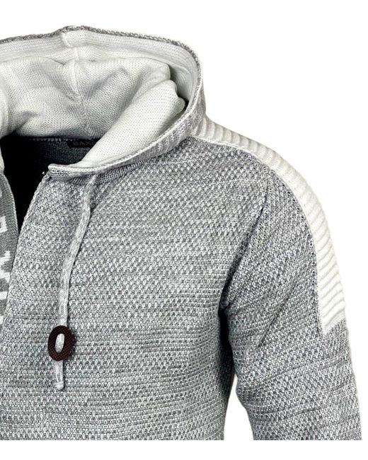 Baxboy Strickpullover Strick Pullover Kapuzenpullover Reißverschluss B_290 in Gray für Herren
