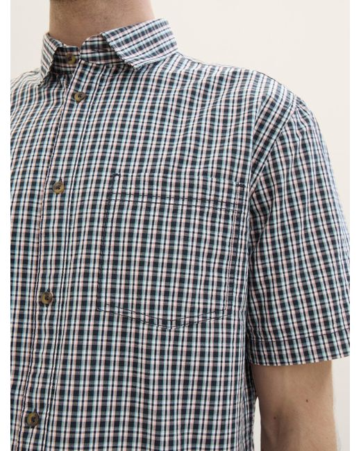 Tom Tailor Langarmhemd Kariertes Kurzarmhemd in Gray für Herren
