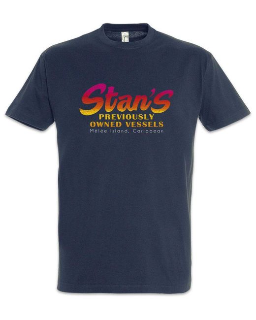 Urban Backwoods Print- Stan's T-Shirt The Game Secret Carribean Of Monkey Nerd Island in Blue für Herren