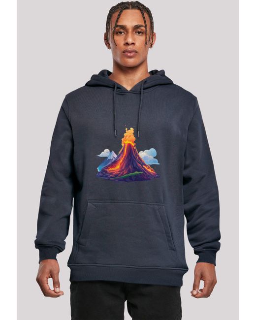F4NT4STIC Kapuzenpullover Vulkanausbruch Premium Qualität in Blue für Herren
