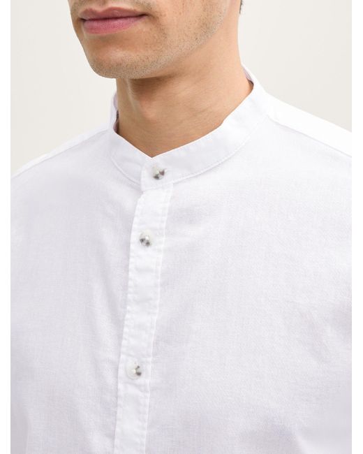Tom Tailor Langarmhemd Regular Fit Hemd mit Leinenanteil in White für Herren
