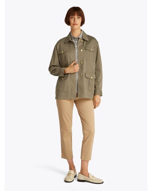 Tommy Hilfiger Brown Outdoorjacke GOLD BUTTON UTILITY JACKET mit goldfarbenem Knopf