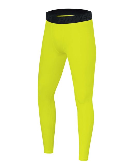 TCA Funktionsleggings PowerLayer Jungen Leggings, Kompressionshose, Sporthose, Lang (1-tlg) in Yellow für Herren